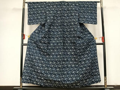 平和屋着物▽上質な紬 単衣 琉球絣 正絹 逸品 AABA7638fy