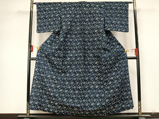 平和屋着物▽上質な紬 単衣 琉球絣 正絹 逸品 AABA7638fy