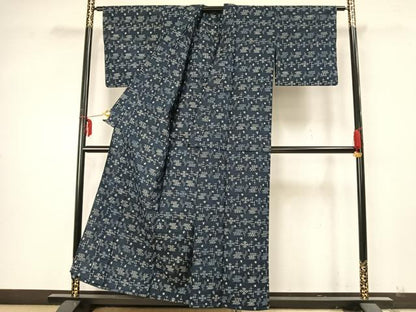 平和屋着物▽上質な紬 単衣 琉球絣 正絹 逸品 AABA7638fy