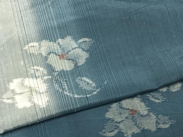 平和屋着物▽上質な紬 単衣 草花文 正絹 逸品 AABA7640fy