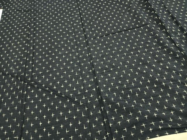平和屋着物▽上質な紬 単衣 十字絣 正絹 逸品 AABA7642fy