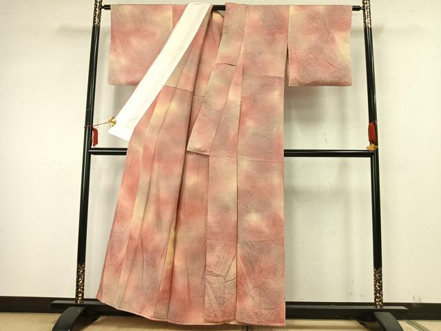 平和屋着物▽上質な小紋 単衣 霞文 正絹 逸品 AABA7644fy