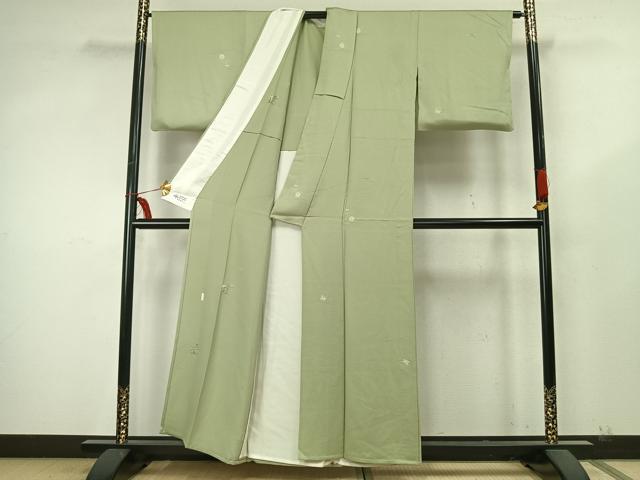平和屋着物▽本加賀友禅作家 柿本市郎 小紋 単衣 草花文 やまと誂製 正絹 逸品 AABA7647fy