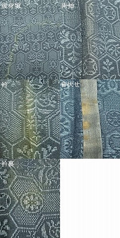 平和屋着物▽お召　単衣　毘沙門亀甲　正絹　逸品　AABA7648fy