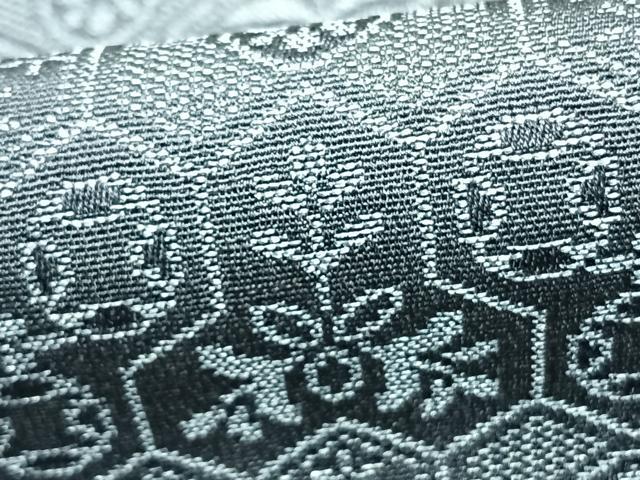 平和屋着物▽お召　単衣　毘沙門亀甲　正絹　逸品　AABA7648fy