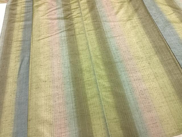 平和屋着物▽上質な紬 単衣 間道 正絹 逸品 AABA7649fy