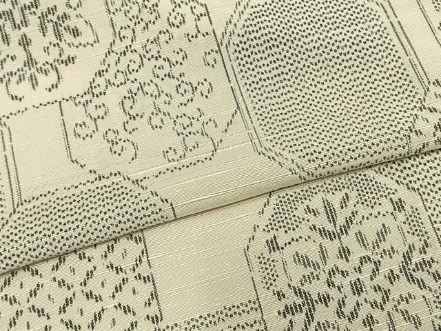 平和屋着物▽上質な紬 単衣 亀甲花文 正絹 逸品 AABA7650fy