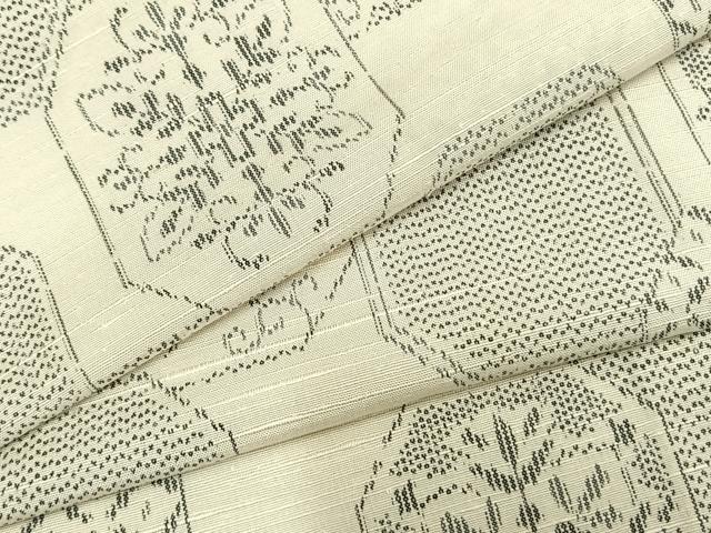 平和屋着物▽上質な紬 単衣 亀甲花文 正絹 逸品 AABA7650fy