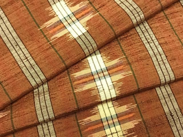 平和屋着物▽上質な紬 単衣 間道 正絹 逸品 AABA7651fy
