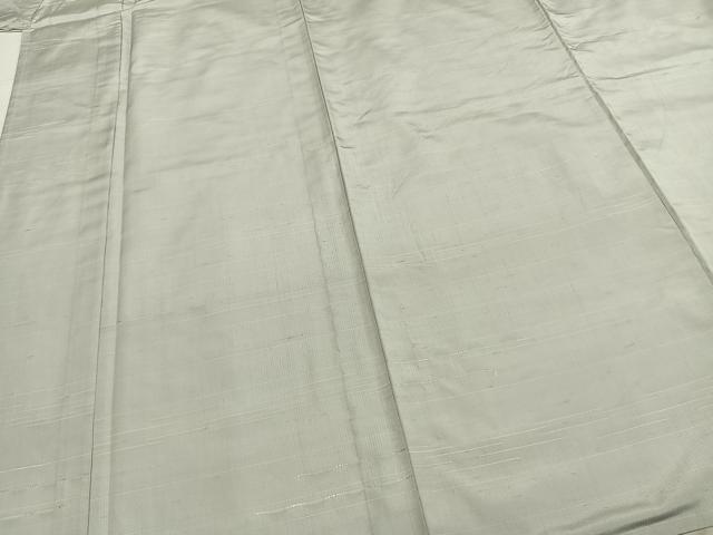 平和屋着物▽上質な紬 単衣 刺繍 横縞 正絹 逸品 AABA7652fy