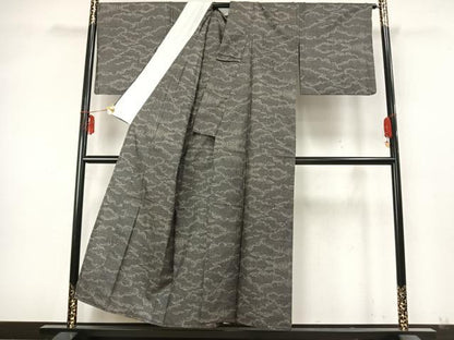 平和屋着物▽本場大島紬 単衣 7マルキ 雲取り文 正絹 逸品 AABA7653fy