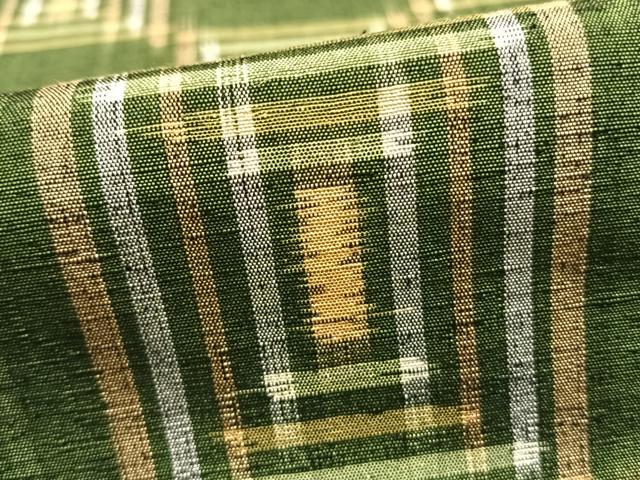 平和屋着物▽上質な紬 単衣 市松文様 正絹 逸品 AABA7654fy