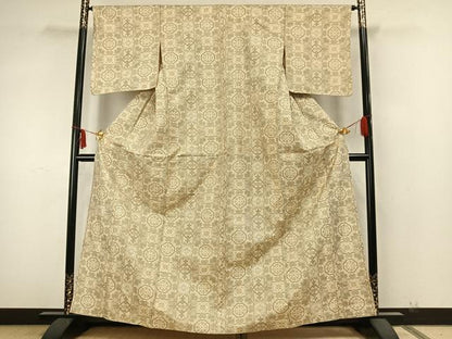 平和屋着物▽本場大島紬　単衣　7マルキ　吉祥花文　正絹　逸品　AABA7655fy