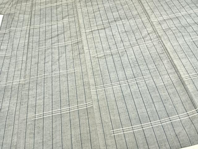 平和屋着物▽上質な紬 単衣 縞 正絹 逸品 AABA7659fy