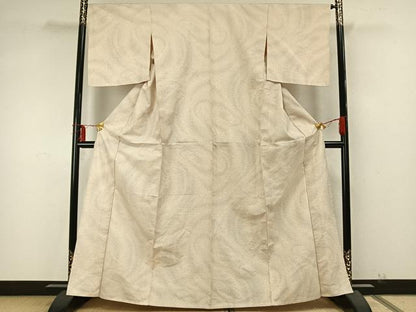 平和屋着物▽上質な紬 単衣 渦巻き文 正絹 逸品 AABA7660fy