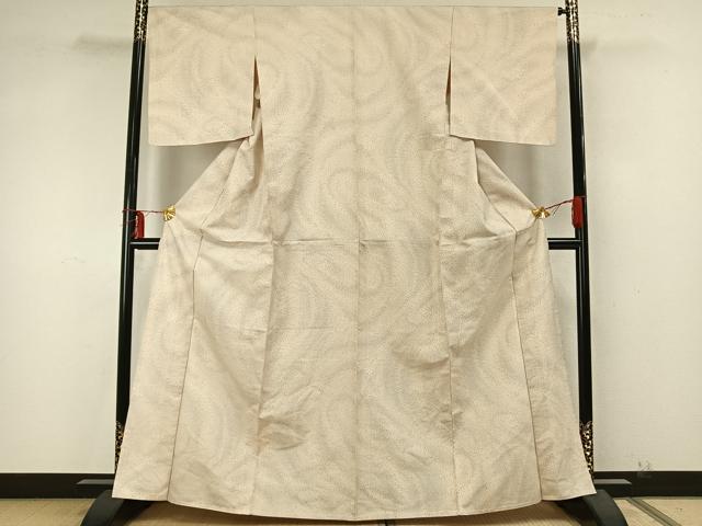 平和屋着物▽上質な紬 単衣 渦巻き文 正絹 逸品 AABA7660fy