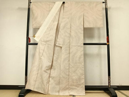 平和屋着物▽上質な紬 単衣 渦巻き文 正絹 逸品 AABA7660fy