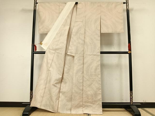 平和屋着物▽上質な紬 単衣 渦巻き文 正絹 逸品 AABA7660fy