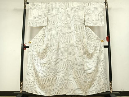 平和屋着物▽上質な小紋 単衣 絞り 辻が花 正絹 逸品 AABA7661fy