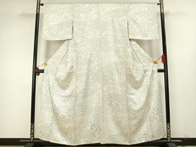 平和屋着物▽上質な小紋 単衣 絞り 辻が花 正絹 逸品 AABA7661fy