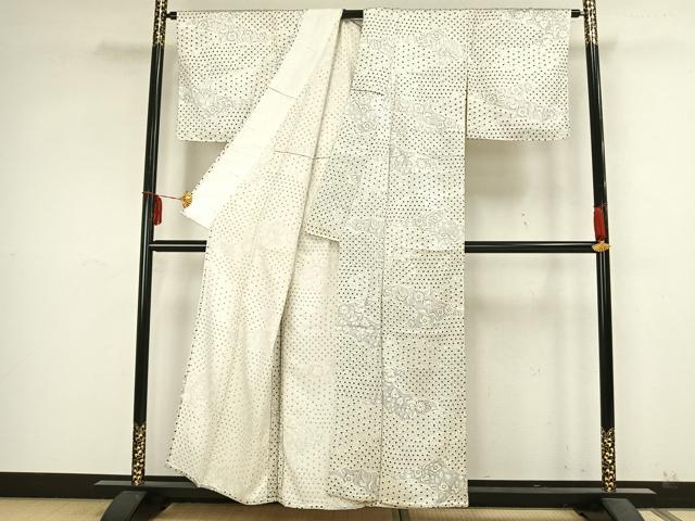 平和屋着物▽上質な小紋 単衣 絞り 辻が花 正絹 逸品 AABA7661fy