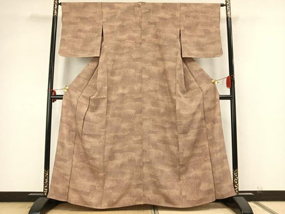 平和屋着物▽上質な小紋 単衣 草葉文 正絹 逸品 AABA7663fy