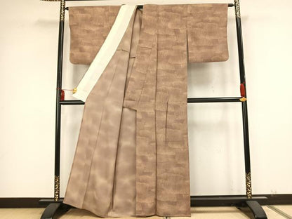平和屋着物▽上質な小紋 単衣 草葉文 正絹 逸品 AABA7663fy