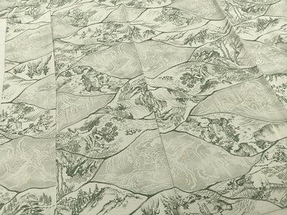 平和屋着物▽上質な小紋 単衣 手描き 切嵌風景文 正絹 逸品 AABA7665fy