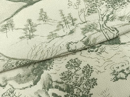 平和屋着物▽上質な小紋 単衣 手描き 切嵌風景文 正絹 逸品 AABA7665fy