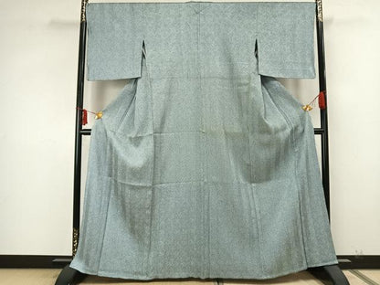平和屋着物▽名門 藤娘きぬたや・総絞り 杢目絞り 小紋 単衣 霞文 正絹 逸品 AABA7667fy