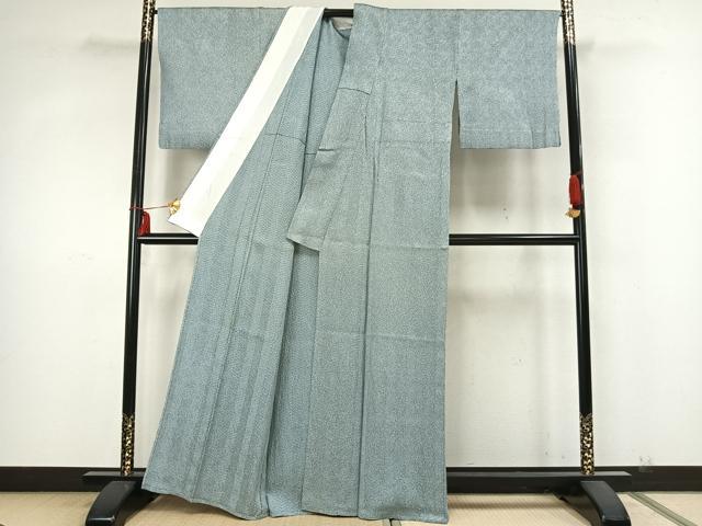 平和屋着物▽名門 藤娘きぬたや・総絞り 杢目絞り 小紋 単衣 霞文 正絹 逸品 AABA7667fy