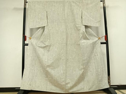 平和屋着物▽上質な紬 単衣 幾何学文 正絹 逸品 未使用 AABA7669fy