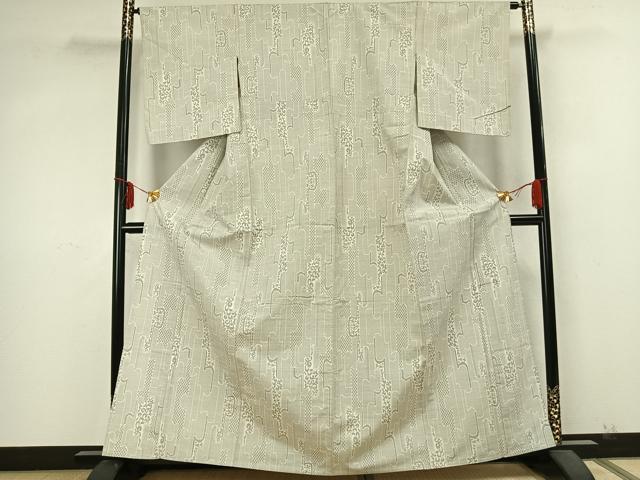平和屋着物▽上質な紬 単衣 幾何学文 正絹 逸品 未使用 AABA7669fy