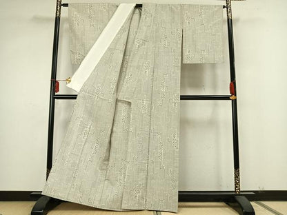 平和屋着物▽上質な紬 単衣 幾何学文 正絹 逸品 未使用 AABA7669fy