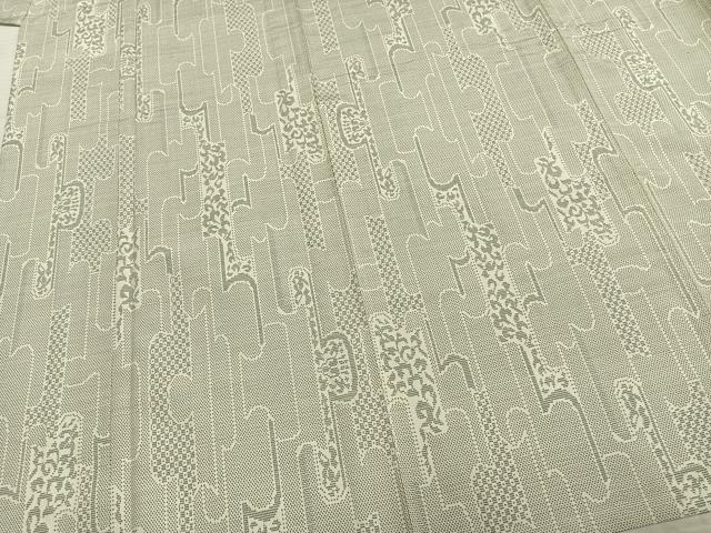 平和屋着物▽上質な紬 単衣 幾何学文 正絹 逸品 未使用 AABA7669fy