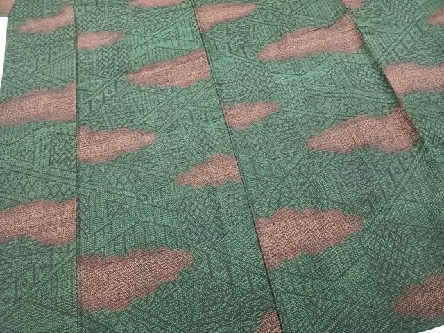 平和屋着物▽上質な紬　単衣　雲取り文　正絹　逸品　AABA7670fy