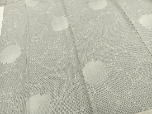 平和屋着物▽上質な紬 単衣 雪輪文 正絹 逸品 AABA7672fy