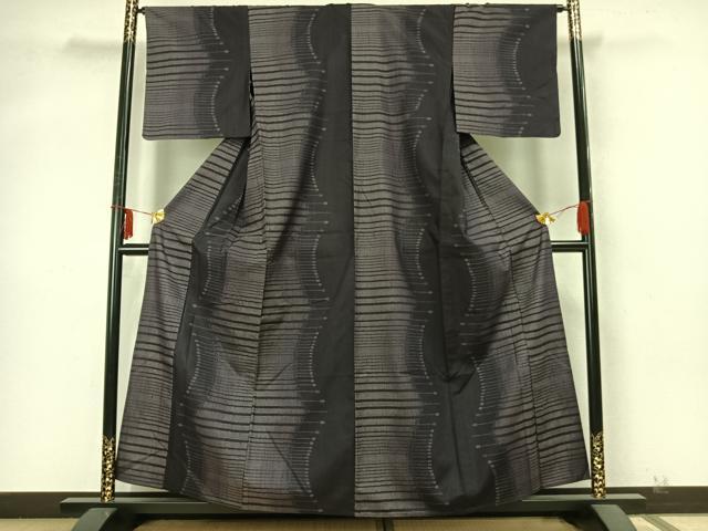 平和屋着物▽上質な紬 単衣 抽象文様 正絹 逸品 AABA7673fy