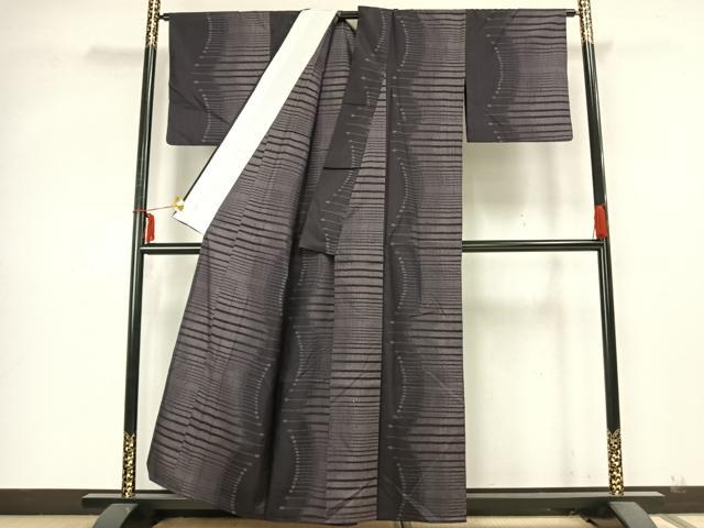 平和屋着物▽上質な紬 単衣 抽象文様 正絹 逸品 AABA7673fy