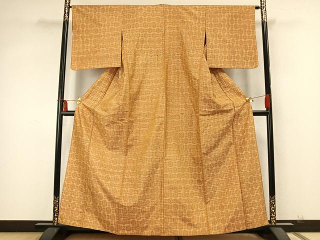 平和屋着物▽本場琉球絣 単衣 色紙花文 正絹 逸品 AABA7674fy