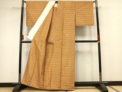 平和屋着物▽本場琉球絣 単衣 色紙花文 正絹 逸品 AABA7674fy