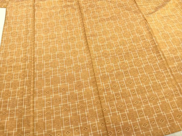 平和屋着物▽本場琉球絣 単衣 色紙花文 正絹 逸品 AABA7674fy