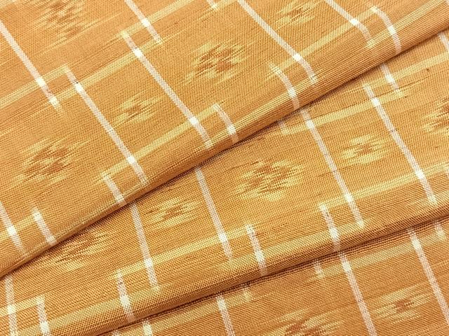 平和屋着物▽本場琉球絣 単衣 色紙花文 正絹 逸品 AABA7674fy