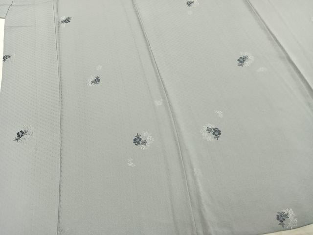 平和屋着物▽上質な小紋 単衣 草花文 正絹 逸品 AABA7678fy