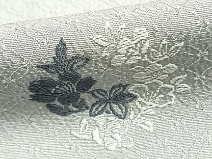 平和屋着物▽上質な小紋 単衣 草花文 正絹 逸品 AABA7678fy