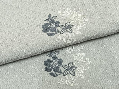 平和屋着物▽上質な小紋 単衣 草花文 正絹 逸品 AABA7678fy