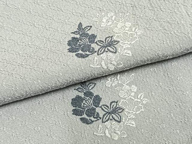 平和屋着物▽上質な小紋 単衣 草花文 正絹 逸品 AABA7678fy