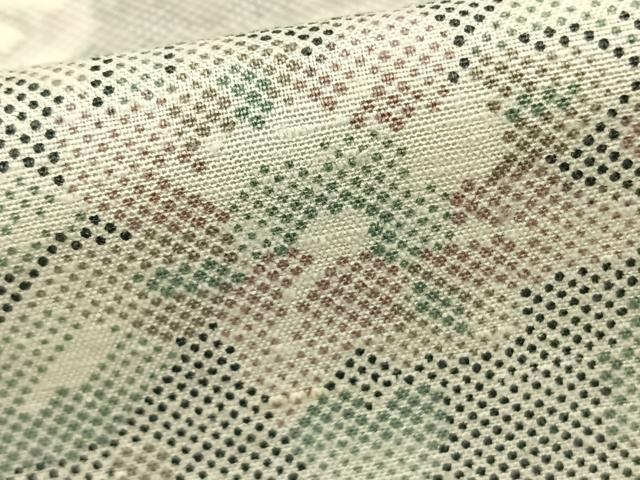 平和屋着物▽上質な紬　単衣　草花文　正絹　逸品　AABA7682fy