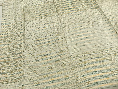 平和屋着物▽上質な小紋 単衣 横段文 正絹 逸品 AABA7683fy