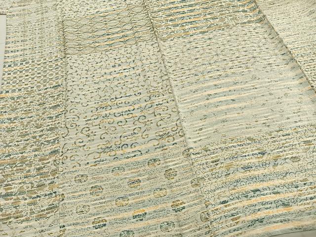 平和屋着物▽上質な小紋 単衣 横段文 正絹 逸品 AABA7683fy